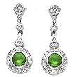 14K White Gold Chatham Created Emerald and Diamond Earrings