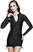 ilishop Women's UV Sun Protection Long Sleeve Rash Guard Wetsuit Swimsuit Top Black S-US4