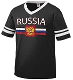 Russia Crest International Soccer Ringer Shirt, Russian Federation Mens V-Neck T-shirt