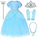 9-layers Tulle Skirt Princess Cinderella Costume Girls Dress Up With Accessories 4T 5T