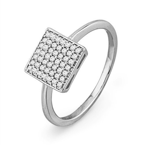 10KT White Gold Round Diamond Sqaure Fashion Ring (1/5 cttw)