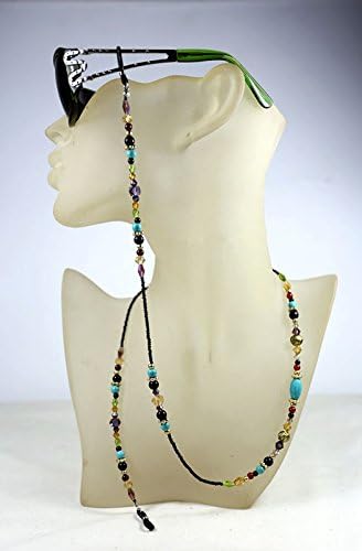 Fashion Crystal and Kallaite Beads Sunglasses / Eyewear Chain Strap Cord Holder (Yellow)