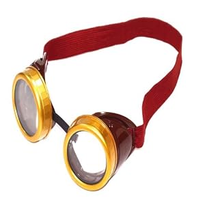 Gold Rimmed Steampunk Goggles with Brown Sides
