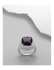 Purple CZ Ring In 92.5 Sterling Silver