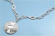 Sterling Silver Necklace - Scroll with Mother of Pearl - 16in-20in Chain - Charm Size: 24mm