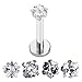 JOVIVI 4pc Surgical Steel Cubic Zircon Labret Lip Ring Ear Earlet Tragus Nail Earrings Stud, 16G 1/4