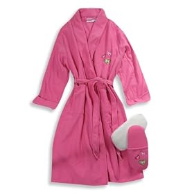 Jolie - Ladies Plus Size Fleece Robe And Slippers Set, Pink