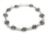 Sterling Silver Wild Roses 7' Flower Rose Bracelet