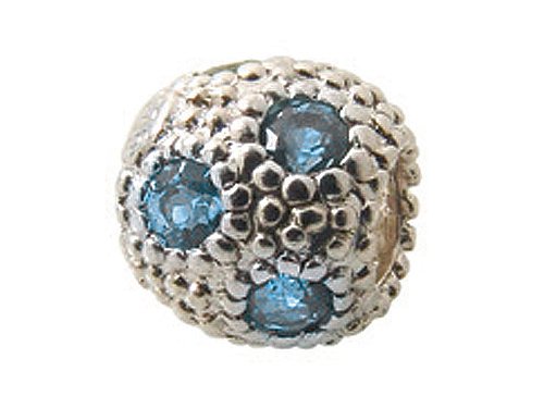 Zable(tm) Sterling Silver March Crystal Ball Bead / Charm