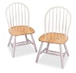 Set of 2 Windsor Chairs in Natural and White By Winsome Wood
