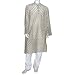 Mens Wedding Dress Woven Kurta Pajama Silk and Cotton Blend Long Loose Shirt and Trousers Expert Hand Stitch Size 2XL (pgkp007b)