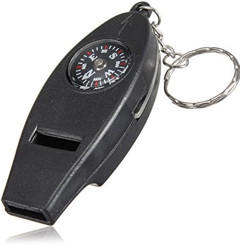 4In1 Compass Thermometer Whistle Magnifier Versatile With Keychain