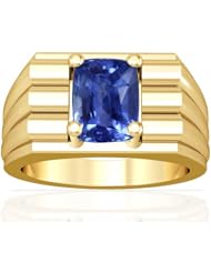 18K Yellow Gold Cushion Cut Blue Sapphire Solitaire Ring