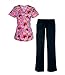 G Med Women's Mock Wrap Back Tie Printed Scrub Fashion Sets