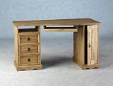 MEXICAN DISTRESSED WAXED PINE CORNER COMPUTER DESK