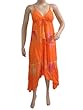 Orange Hippy TIE DYE Cotton Dress, Boho Beach Coverup Dresses for Women Small Size