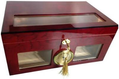 Commanders Closet Stylish Hand Crafted Cherry Lacquer Humidor with Lock - Up to 120 Cigars