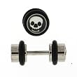 Stainless Steel Fake Plug with Black and White Skull Logo - 16g Wire - 4g Fake Plug - Sold as a Pair