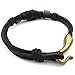 KONOV Mens Genuine Leather Rope Bracelet, Tribal Braided Cuff Bangle, Black Gold