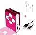 smartec24® Mini Clip MP3 Player in pink inkl. 1x Ohrhörer und 1x Mini USB 2.0 Highspeed Lade- und Datenkabel