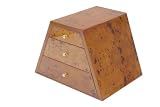 Rapport B550 Square top pyramid watch collector box in polished maple burr finish. Beige interior