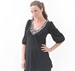 The Bubble Sleeve Sequin Beaded V-Neck Blouse