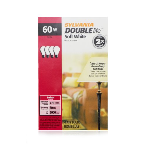 Sylvania Double life Soft White (60 Watts),4 count