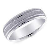 14K White Gold Ridged Edge Men's Wedding Band Ring