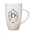 Monogram Elegant Initial 10oz. Ceramic Tapered Coffee Mug - D