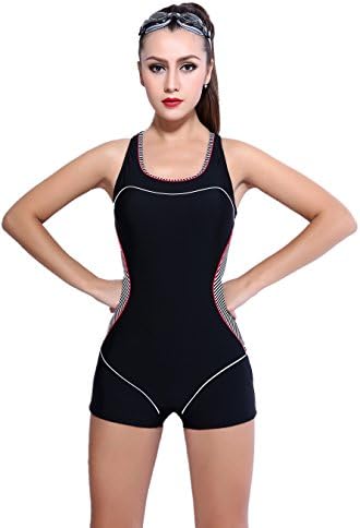 Zadaland Women's Shaping Body One-piece Short Swimsuit Sport Bathing Suit Black 40