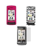 Hot Pink Rubberized Hard Cover Case + Zebra Snap-On Hard Cover Case + LCD S ....