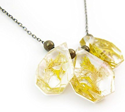 Geometric Terrarium Statement Necklace Science Jewelry Resin Moss PendantEco Resin Specimen Jewelry Terrarium Statement Jewelry