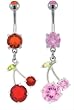 PRONG SET GEM CHERRY BELLY RING BNACHR30PK-PINK