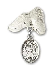 Sterling Silver Baby Badge with St. Julia Billiart Charm and Baby Boots Pin