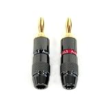 GLS Audio Black Chrome Series Gold Connector Banana Plugs - 20 Pack (10 Reds & 10 Blacks)