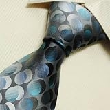Grey Dots Men Tie Blue Pattern Gift Boyfriend Discount Silk Necktie St6037