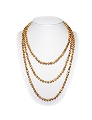 Blue Pearls - 64 in. ultra long Golden cultured Pearl Necklace - BPS 0006 L