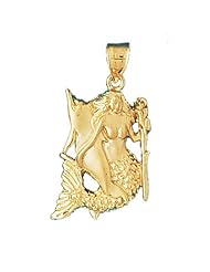 Dazzlers Solid 14k Gold Mermaid and Dolphin Charm Pendant Available in three colors from jewelsberry (weights: 5.1 grams only)