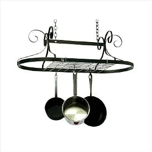 Kitchen Pot Rack - Oval with Grid, Knock Down Version, Ceiling Mount - Decor by Enclume