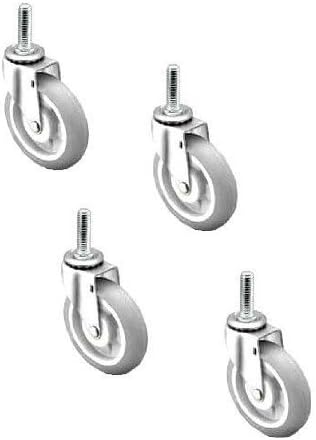 (Pack of 4) Swivel Stem Casters 3" Monotech Wheel &amp; 3/8" x 1-1/2" Threaded Stem