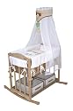roba 8943-3 P56 BU - Stubenbett Babysitter 4 in 1, Liegefläche 80 x 43 cm, Gesamtmaß 45 x 85 cm, inklusive Matratze, Bettwäsche, Himmel und Himmelstange, ohne Inlett mit Kufen zum Wiegen