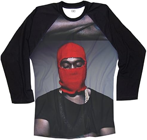 Punkpassion Women's Kanye West Yeezus Tour Red Ski Mask White Baseball Raglan T-Shirt Large