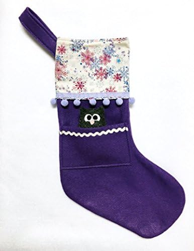 Cat Christmas Stocking in Snowy Purple