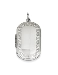 Sterling Silver Greek Key Border Rectangular Locket