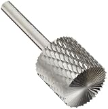 PFERD Cylindrical Carbide Bur, Uncoated (Bright) Finish, Double Cut, End Cut End, 1/4" Shank, 3/4" Head Diameter, 1" Head Length (SB-7)