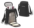 Picnic At Ascot 398L London Double Bottle Carrier With Cheese Set- Black-Plaid