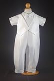 Shantung Vested Christening Suit with Bow Tie