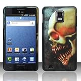 Premium Bloody Red Eye Demon Skull on Black Design Rubberized Shield Hard Case Cover + Atom LED Keychain Light for Samsung Infuse 4G (AT&T)