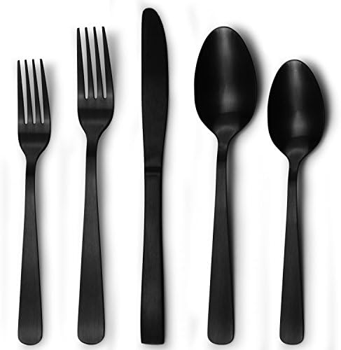 Flatware Cutlery Matte Black Stainless Steel Set Of 20 - The Owl Hollow Collection By Briarwood