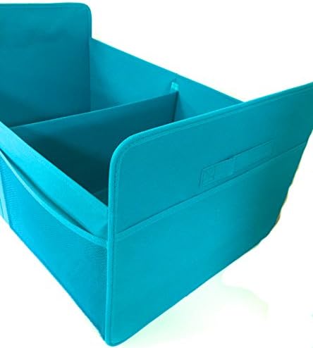 Storage Containers - Collapsable Stackable Storage Bin Container Organizer with Laundry Organizer Handles for Home, Garage, Toys, Car, Office or any Living Space (Teal)